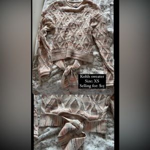 Kohls turtle neck sweater, pink and white